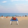 thumbnail image 5 of Beach Table for Sand Foldable Portable Height Adjustable Folding Side Table Desk for Camping Picnic BBQ with Carry Bag, White Blue, 5 of 7