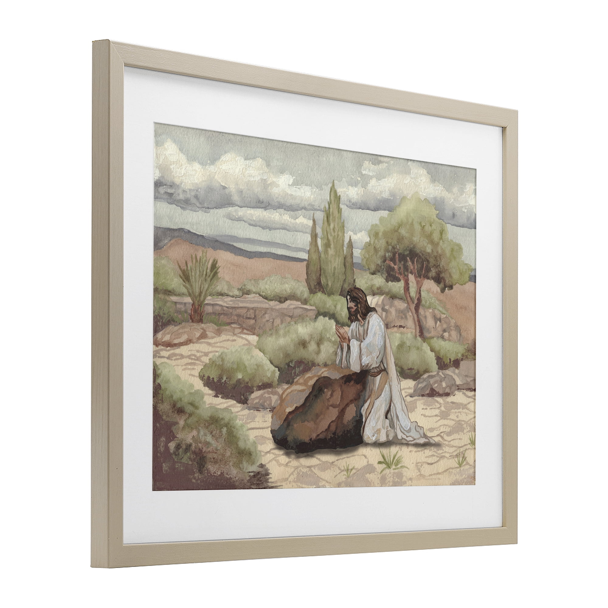 Stupell Industries Jesus Praying Countryside Birch Framed Print Under Glass, design by Elizabeth Medley