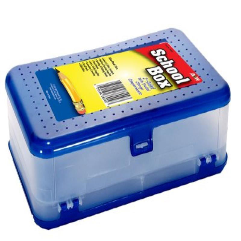 Assorted Colors 2-Sided with Divided Storage Compartments HQ Advance Products Plastic School Box 38009 