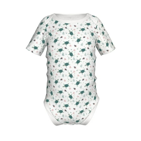 

Junzan Hand Drawn Turtle Print Short-Sleeve Baby Climbing Clothes Bodysuits for Infant One-Piece for Baby Boys & Girls Baby Clothes Baby Romper with Snap Closure-18 Months