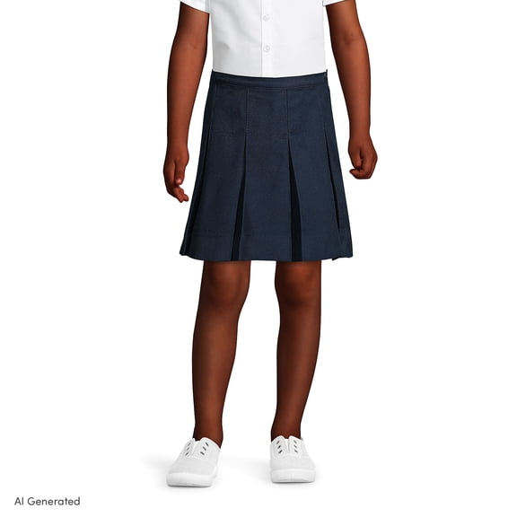 Lands' End Girls Box Pleat Skirt Above The Knee