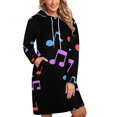 thumbnail image 1 of Playful Notes Print Shirt Dress Autumn Winter Female Dress Long Sleeve Dress Note Clef Melody Music Notes Rhythm Treble Note, 1 of 5