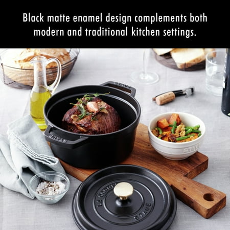 Staub Cast Iron 5.5-qt Round Cocotte - Matte Black - Matte Black