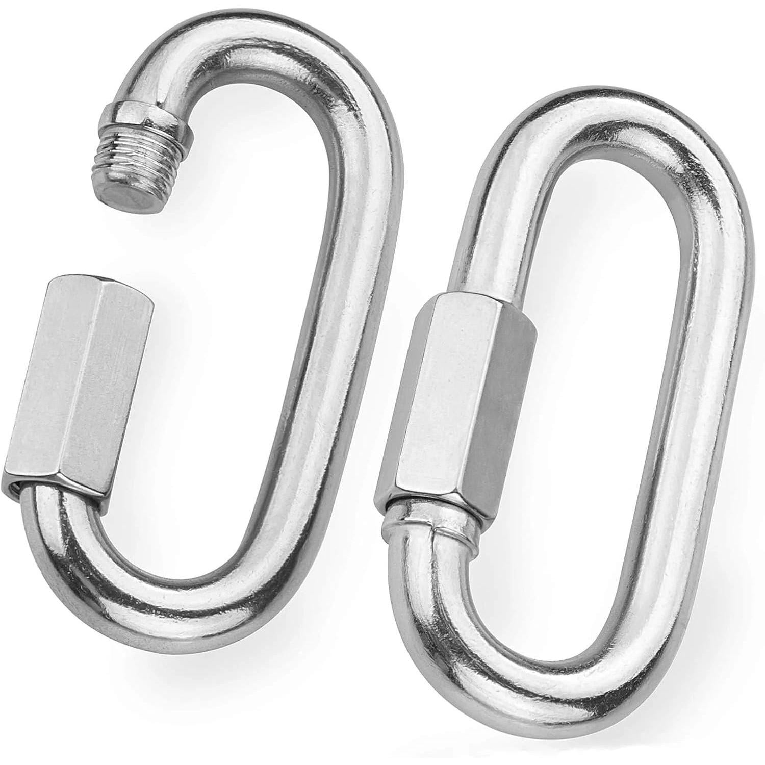 2Pcs M12 Stainless Steel Quick Links Chain Connector Heavy Duty Locking Carabine