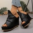 thumbnail image 2 of Style Fashion Summer Womens Fashion Casual Spring And Summer Style Outer Wear Solid Color Fish Mouth Open Toe One-Foot Thick Bottom Wedge Slippers, 2 of 9