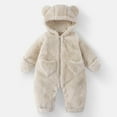 thumbnail image 2 of XUNKUSGA Newborn Bodysuit 0-12M Cute 3D Bear Ears Baby Winter Clothes Fleece Hooded Baby Snowsuit Warm Soft Baby Girl Clothes Zipper Infant Romper Girl with Heart Pocket, 2 of 8