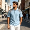 thumbnail image 3 of BRANROY Men's Linen Blend Collared Shirts - Short Sleeve Casual Summer Tops for Men, Breathable Lightweight for Vacation and Daily,Light Blue S, 3 of 8