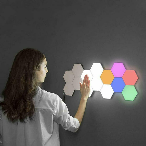 LED Hexagon - Bright Colorful LED lamp Touch Sensitive lightingHexagon Wall LED Light Kit, 12 Pack, 6 Colors, Touchpad Switch, Magnetic & Reusable - Clearon - Walmart.com