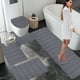 thumbnail image 1 of Juego de alfombras de baño de 5 piezas | Alfombra de baño de vellón de terciopelo antideslizante grande, absorbente de agua, espuma suave, lavable, gruesa, gris oscuro, moderna, 15.7x47.2in,, 1 of 8