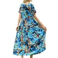 thumbnail image 3 of Frontwalk Women Long Dress Crew Neck Sundress Floral Printed Maxi Dresses Summer Tunic Short Sleeve Picture color 12 XS, 3 of 3