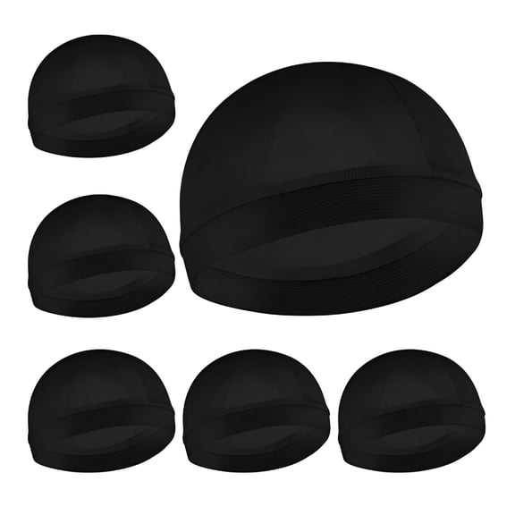 TELOLY 6-Pack Stocking Bonnets Shower Caps Bonnet for Men,Black