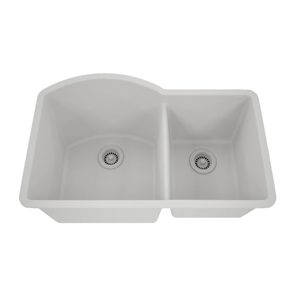 32" x 20" Quartz Kitchen Sink, 70/30 Double Bowl Sink, Drop-in Sink, Undermount Sink, Granite Kitchen Sink, White Kitchen Sink, Lexicon Platinum LP-7030-W-SO