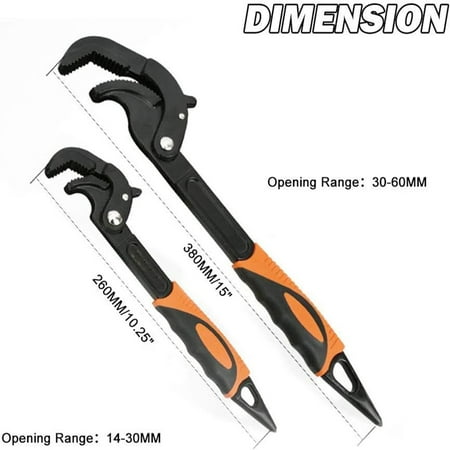 

Versatile Multi-functional Adjustable Power Pipe Wrench Set - Handy 2 Pack of Versatile Wrenches for Pipes Nuts and Screws - Easy and Quick to Use for a Variety of DIY Tasks - Size Rang