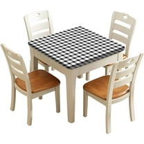 Checkered Square Fitted Polyester Tablecloth, White Black Lattice Elastic Edge Home Decorative Tablecloths, Dust & Wrinkle Proof Fabric Table Clothes For Family Festival Party Use, Fits 36"x36" Table