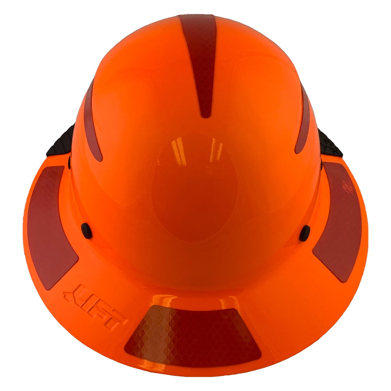 DAX Fiberglass Composite Hard Hat - Full Brim High-Viz Orange with Reflective Red Decal Kit Applied