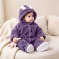 thumbnail image 4 of Mgmyaa Baby Fleece Romper Hooded Jumpsuit With Bear Ears Warm Winter Outfit For Infant Boys Girls 0-12 Months, 4 of 9