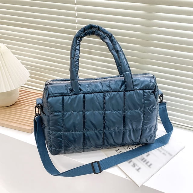 Gran Bolso de Hombro de Algodón Azul Grande