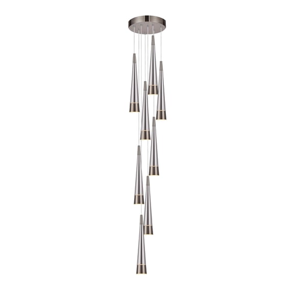AC6829SM Artcraft Lighting Sunnyvale - 540W 9 LED Chandelier-50 Inches Tall and 15.5 Inches Wide-Pearl Black/Smoke Finish