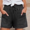 thumbnail image 4 of Casual Elastic Waist Shorts Pockets Pants Summer Women Loose Solid Plus Size Pants Chambray Shorts Women Denim Shorts for Women Workout Shorts Womens Scrunch High Waist Shorts Women Denim Short, 4 of 6
