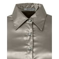 thumbnail image 5 of J. METHOD Women's Satin Button Down Shirt Long Cuff Sleeve Collar Silky Office Work Formal Casual Blouse Top NEWT74 Grey XL, 5 of 7