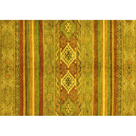 Ahgly Company Machine Washable Indoor Rectangle Abstract Yellow Modern Area Rugs, 5' x 8'
