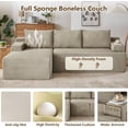 thumbnail image 6 of 96" Boneless Cloud Couch with Chaise, Modular Sectional Sofa for Living Room, No Assembly Required, Deep Seat Corduroy Couch, Camel, 6 of 8