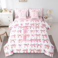 thumbnail image 1 of Erosebridal Kawaii Bowknot Bedding Queen Size,Monogrammed Letter Comforter Sets with Sheets,Inital Alphabet Bedding Sets Queen Size,Lightweight Cartoon Room Decorative,Reversible,7 Pieces, 1 of 5