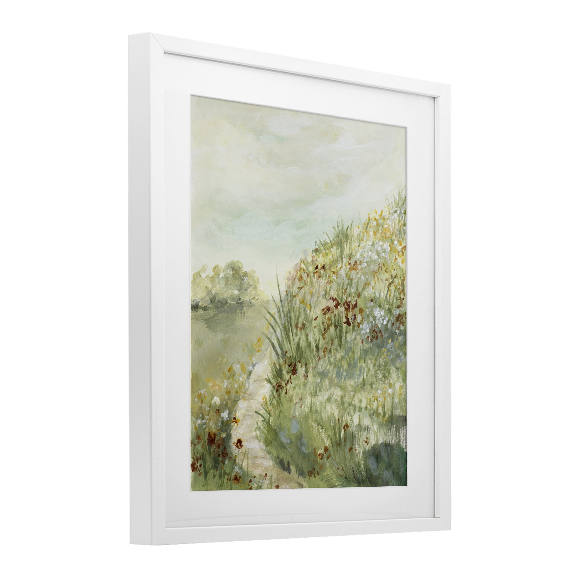 Stupell Industries Hilltop Blooms & Winding Trail White Framed Print Under Glass, design by Lanie Loreth