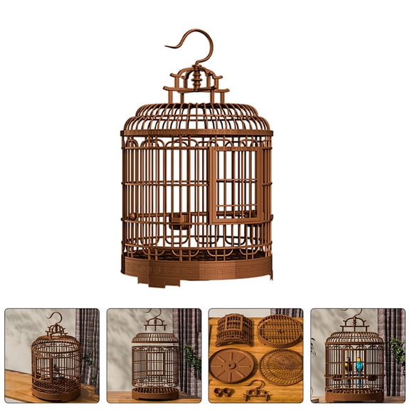 Luxshiny Vintage Plastic Bird Cage Portable Travel Carrier for Budgerigars and Birds