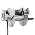 thumbnail image 4 of KFFKFF Wall-Mounted Garden Hose Reel, Fits 150 ft 5/8-inch Hose, Durable Stainless Steel Construction, Outdoor Manual Winder with Brass Connector & Hose Guide, Space-Saving Design for Lawn, Yard, 4 of 9