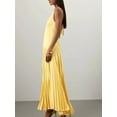 thumbnail image 6 of Women's Pleated Halter Neck Maxi Dress with Tied Stretch Bodice Not Lined Elegant Full Length 95% Cotton 5% Spandex, 6 of 12