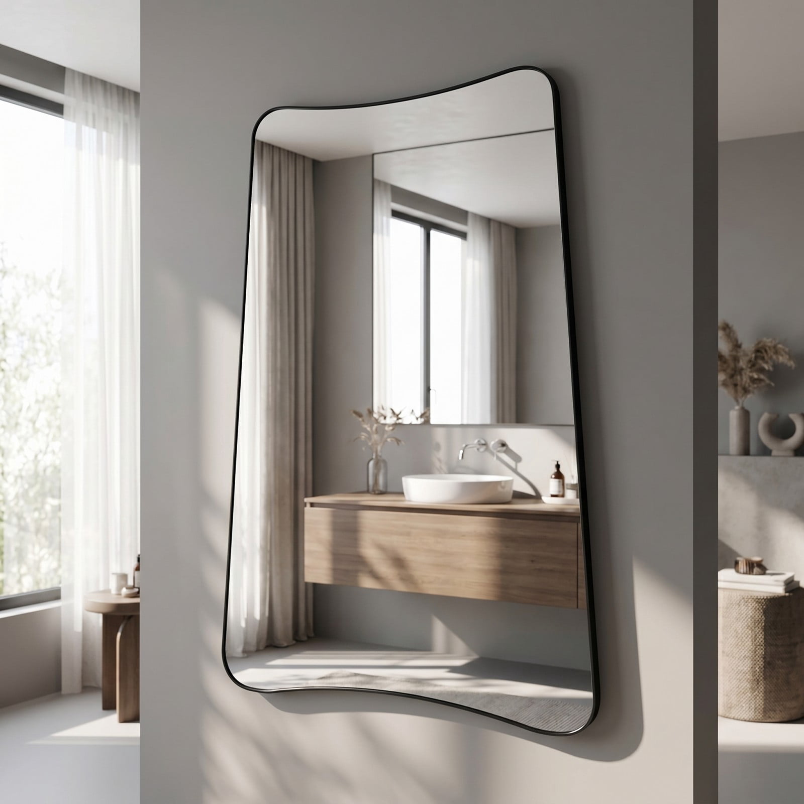 GRAHMCY 26"x38" Irregular Wall-mounted Bathroom Mirror Vanity Decorative Mirror