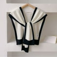 thumbnail image 2 of Gpaecead Women's All-Season Stripe Knit Wrap - Versatile Knit Blend Fashion Shoulder Cape, White, 2 of 5