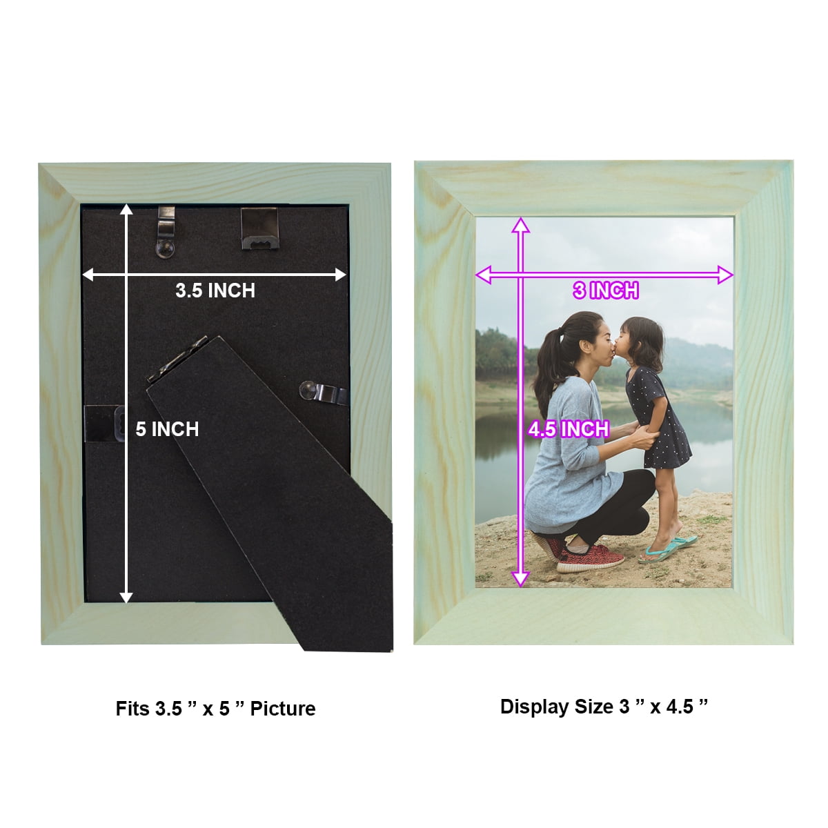 3.5x5 Wood Grain Picture Frame - Seafoam Green