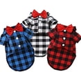 thumbnail image 3 of Camisa a cuadros con corbata para perro, camisas navideñas para perro, ropa suave para perro, camisa para gato para fiesta, boda, camisa transpirable suave y adorable para mascota, 3 of 3