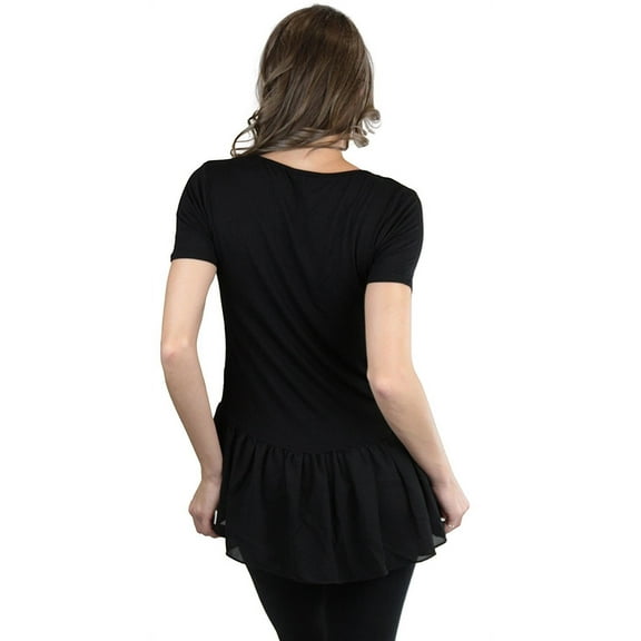 ToBeInStyle Women's Ruffled Chiffon Bottom Knit Top