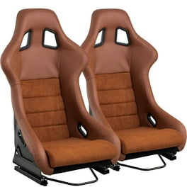 Automotive Racing Seats 2PCS White Universal PVC Leather Racing Bucket Seats Sport Adjustable Seats with Sliders Walmart