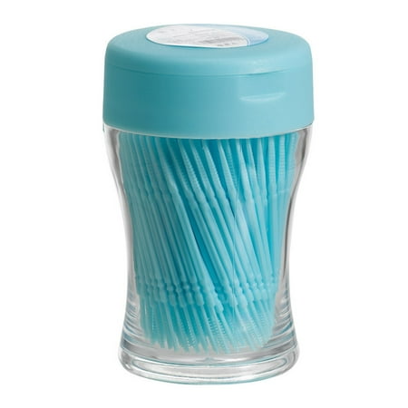 200Pcs Food Grade Plastic Toothpick Travel Portable Double-Head Dental Oral Sticks Interdental Floss Cleaners Tartar Removal Picks Brush with Storage Box