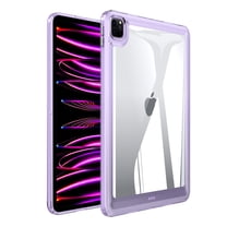 Back Case for iPad Pro 12.9 2022/2021/2020/2018, Slim Clear Transparent Back Cover with Shockproof Acrylic Back   Soft TPU Bumper Frame Anti-Fingerprint Lightweight, Lightpurple
