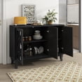 thumbnail image 2 of EUROCO 47.2'' Sideboard Storage Buffet Cabinet, Mirrored Buffet Cabinet with 3 Doors and Silver Handle for Living Room, Hallway, Dining Room, Black, 2 of 8