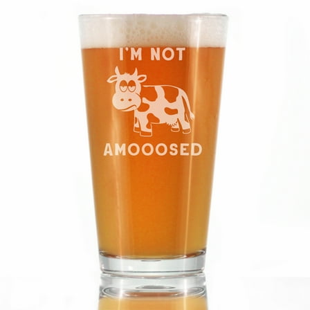 Bevvee Pint Glass 16 oz Not Amoosed Gifts for Beer Lovers Beer Glasses