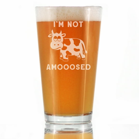 Bevvee Pint Glass 16 oz Not Amoosed Gifts for Beer Lovers Beer Glasses