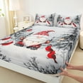 thumbnail image 3 of Castle Fairy Cartoon Xmas Gnome 3Pcs Twin Sheet Sets for Preppy Children Teens,Happy New Year Twin Fitted Sheet,Merry Christmas Cardinal Bird Breathable Flat Sheet,Ultra Soft Home Decor, 3 of 7