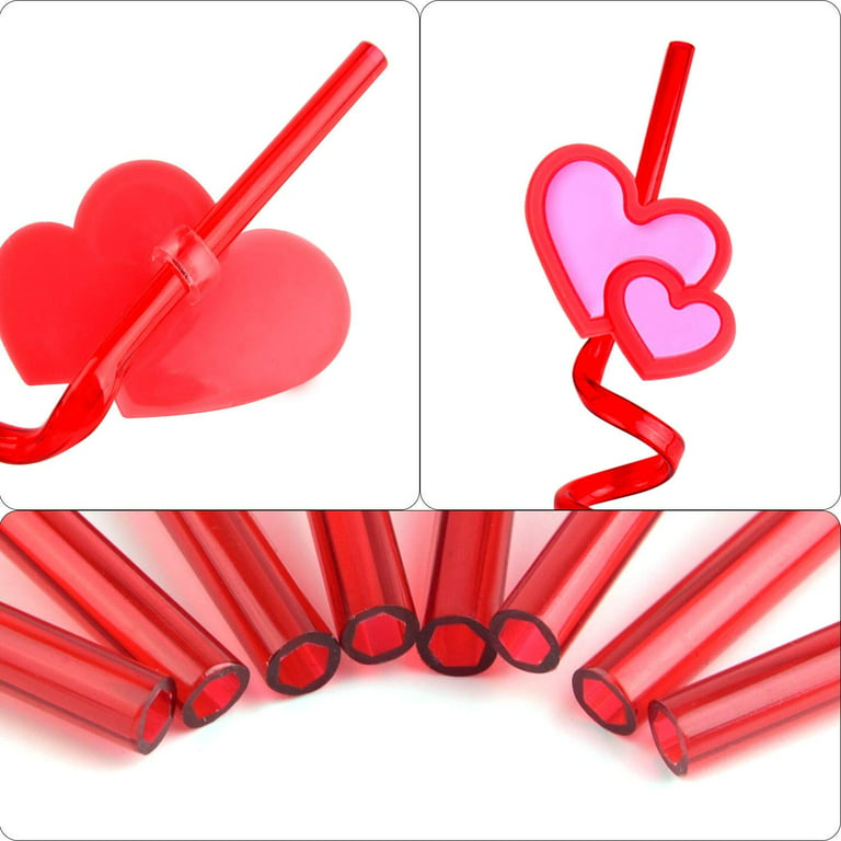 Red Heart Shaped Plastic Silly Straw - 10.25 x 3 (Pack of 1) - Reusable &  Durable Drinkware Accessory, Perfect for Valentines, Birthdays, Parties