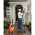 thumbnail image 2 of Hidrolavadora eléctrica VEVOR, máx. 4200 PSI y 2.8 GPM, máquina de limpieza a presión de alta potencia con 4 boquillas de conexión rápida y cañón de espuma, ideal para autos, cercas, entradas de vehíc, 2 of 5