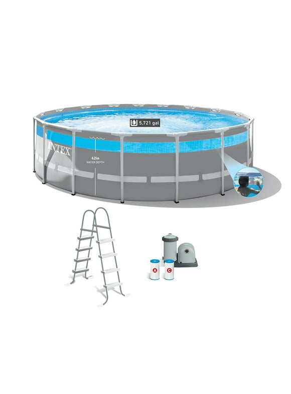 Intex 17' x 48" Clearview Prism Frame Above Ground Swimming Pool Set with Pump