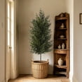thumbnail image 5 of Artificial Topiary Tree Faux Potted Conifer Plants for Front Porch Outdoor Patio Indoor Christmas Decoration - Plastic Evergreens for Home Garden Entryway, 5 of 6