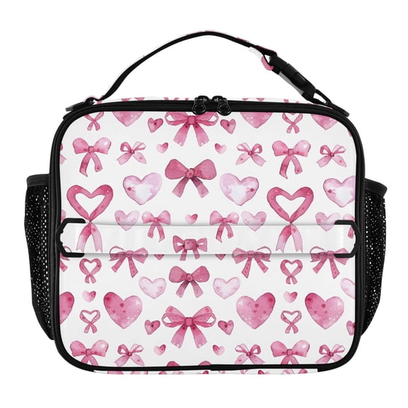 ALAZA Bows and Hearts Lunch Box Insulated Lunch Bag Cooler Tote with Shoulder Strap