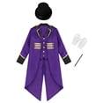 thumbnail image 3 of LiiYii Kids Vintage Victorian Medieval Steampunk Tailcoat with Hat Gloves Magic Wand Magician Outfits 4 Piece Set Purple 6, 3 of 7