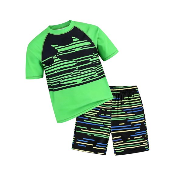 Boys Outfits Graphic Print Short Sleeve Crew Neck T-Shirt Top And Shorts 2 Piece Beach Wear Boys' Clothing Sets Size 3-4 Years